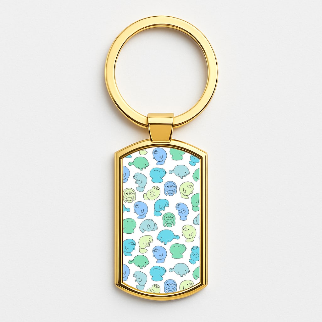 Manatee Party Gold Keyring