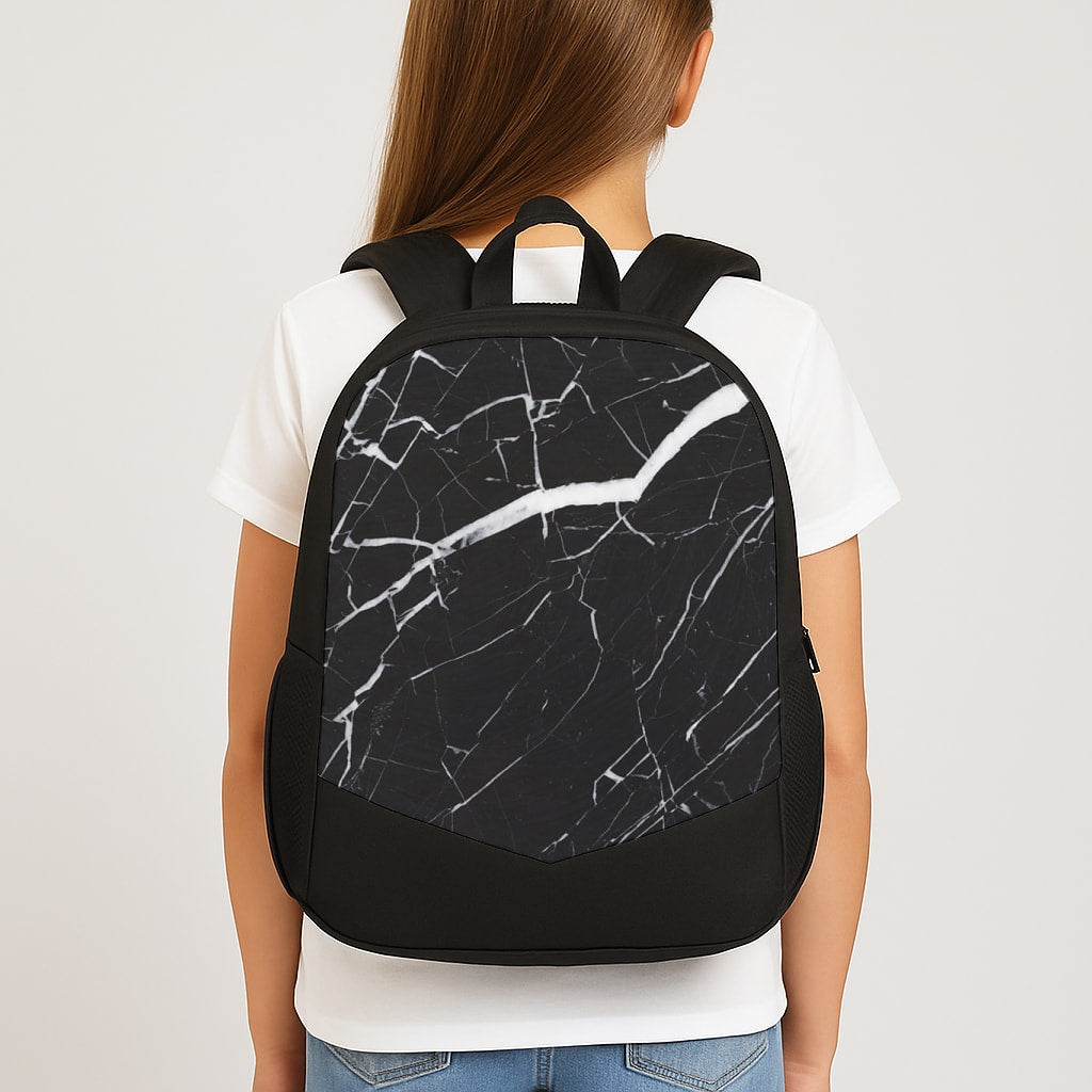 Black & White Marble Pattern School Bag