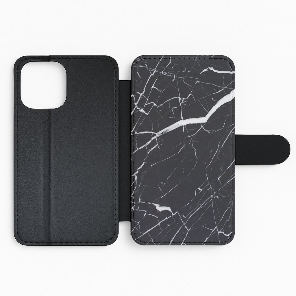 Black & White Marble Pattern Flip Phone Case