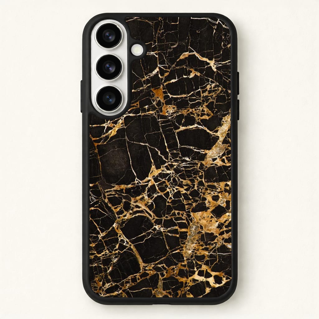 Black & Gold Marble Pattern Phone Case for Galaxy S26 Plus