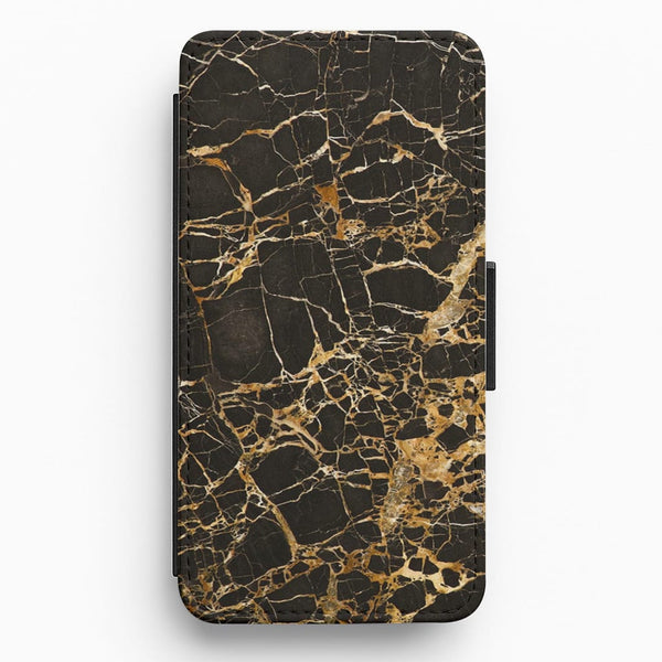 Black & Gold Marble Pattern Flip / Wallet Phone Case