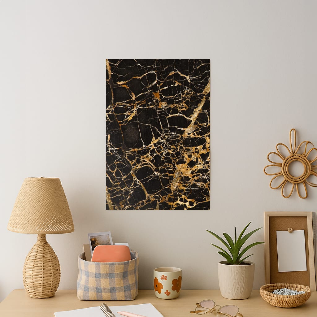 Black & Gold Marble Pattern Art Print