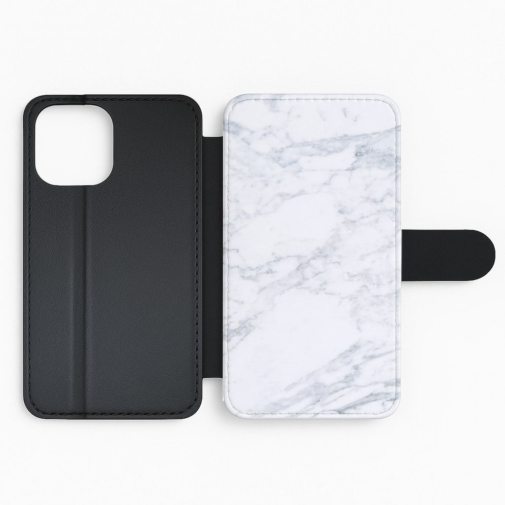 White Marble Pattern Flip Phone Case