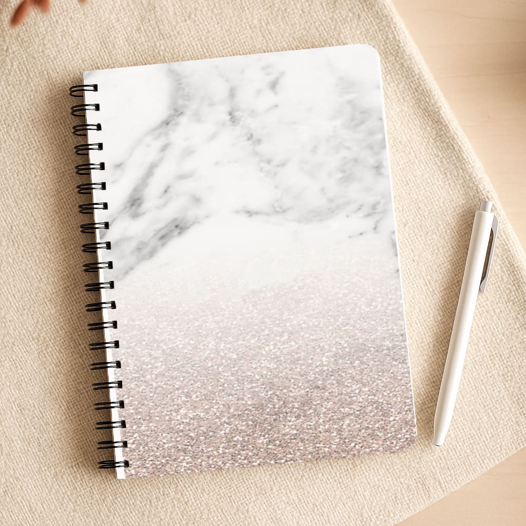 Rose Gold Glitter & Marble Notepad