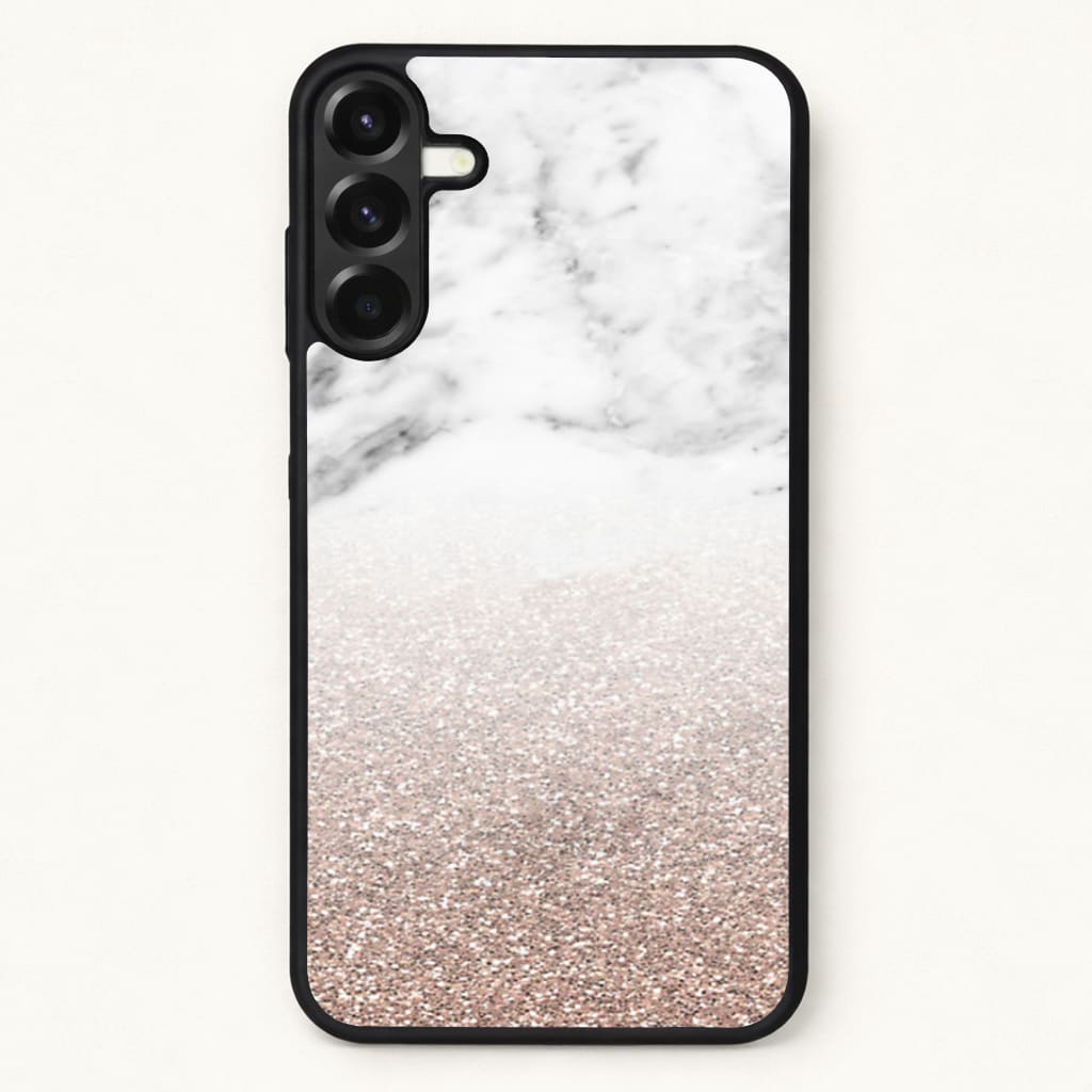 Rose Gold Glitter & Marble Phone Case for Galaxy A37