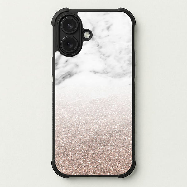 Rose Gold Glitter & Marble Phone Case — Bumper case