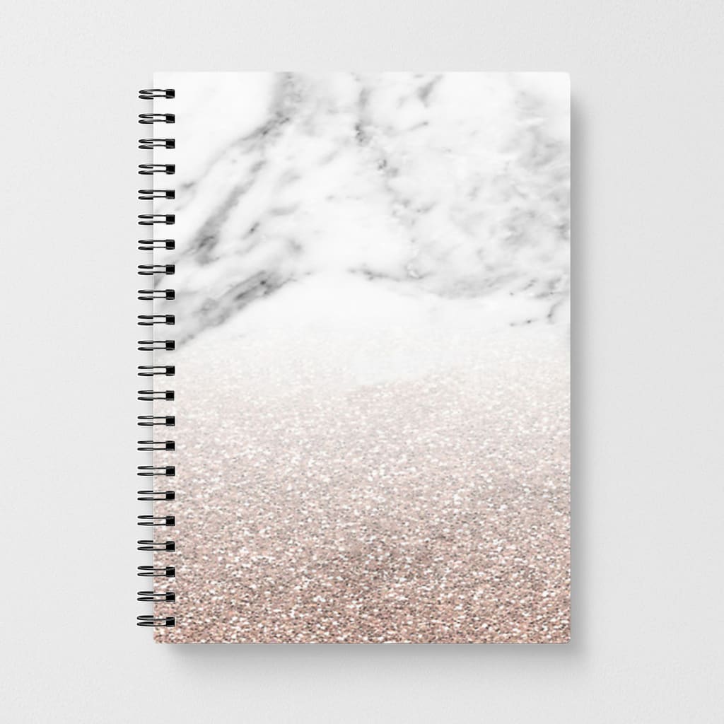 Rose Gold Glitter & Marble Notebook - Fun Cases
