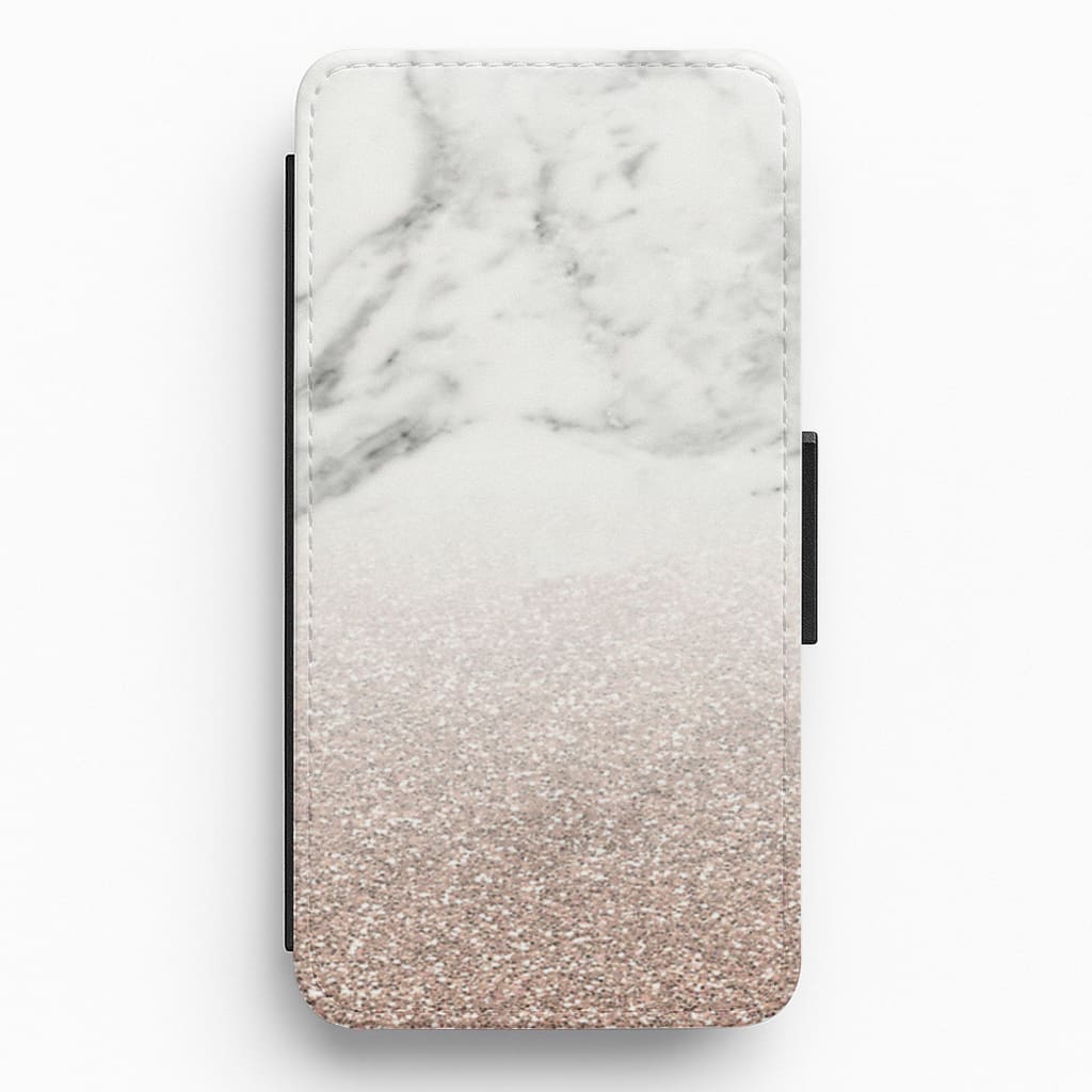 Rose Gold Glitter & Marble Flip / Wallet Phone Case