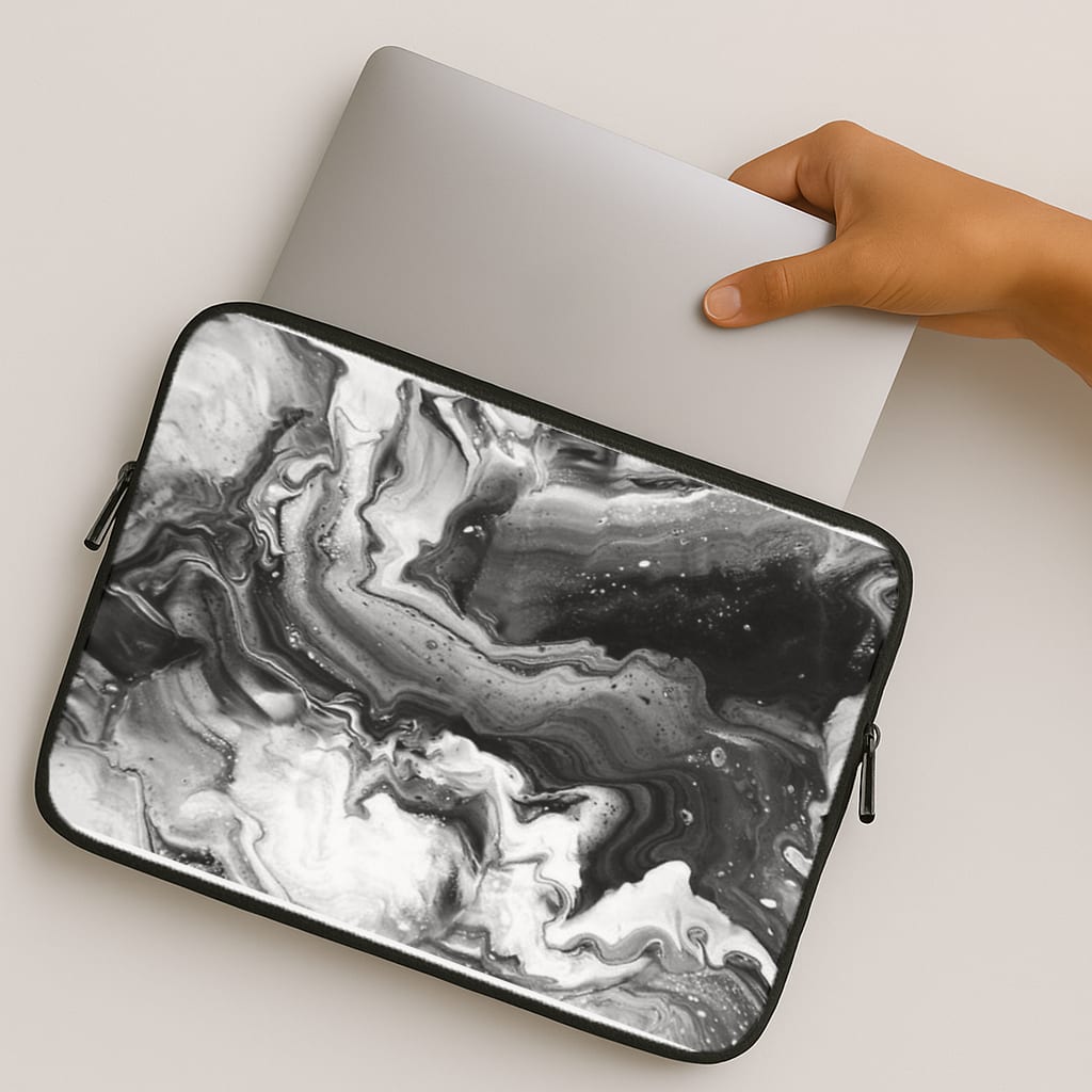 Black and White Leaking Marble MacBook Case