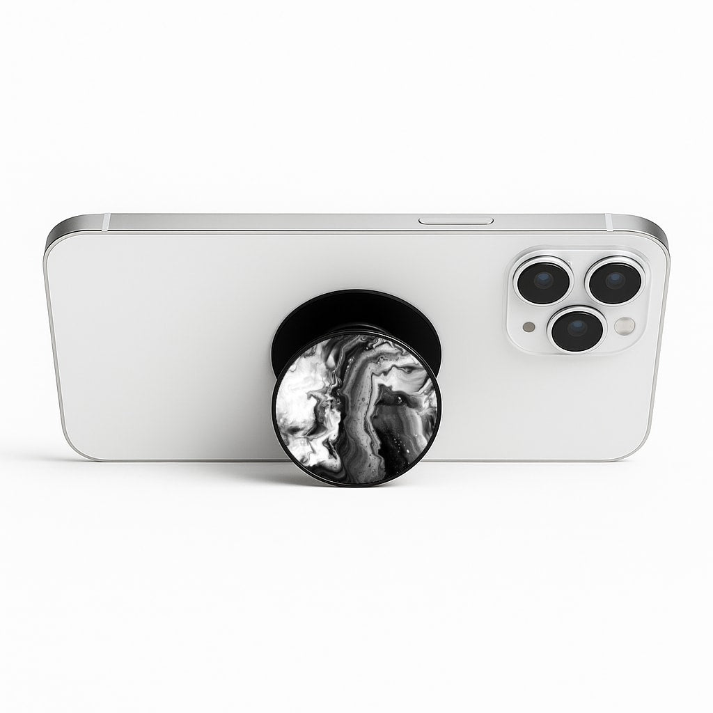 Black and White Leaking Marble Phone Stand