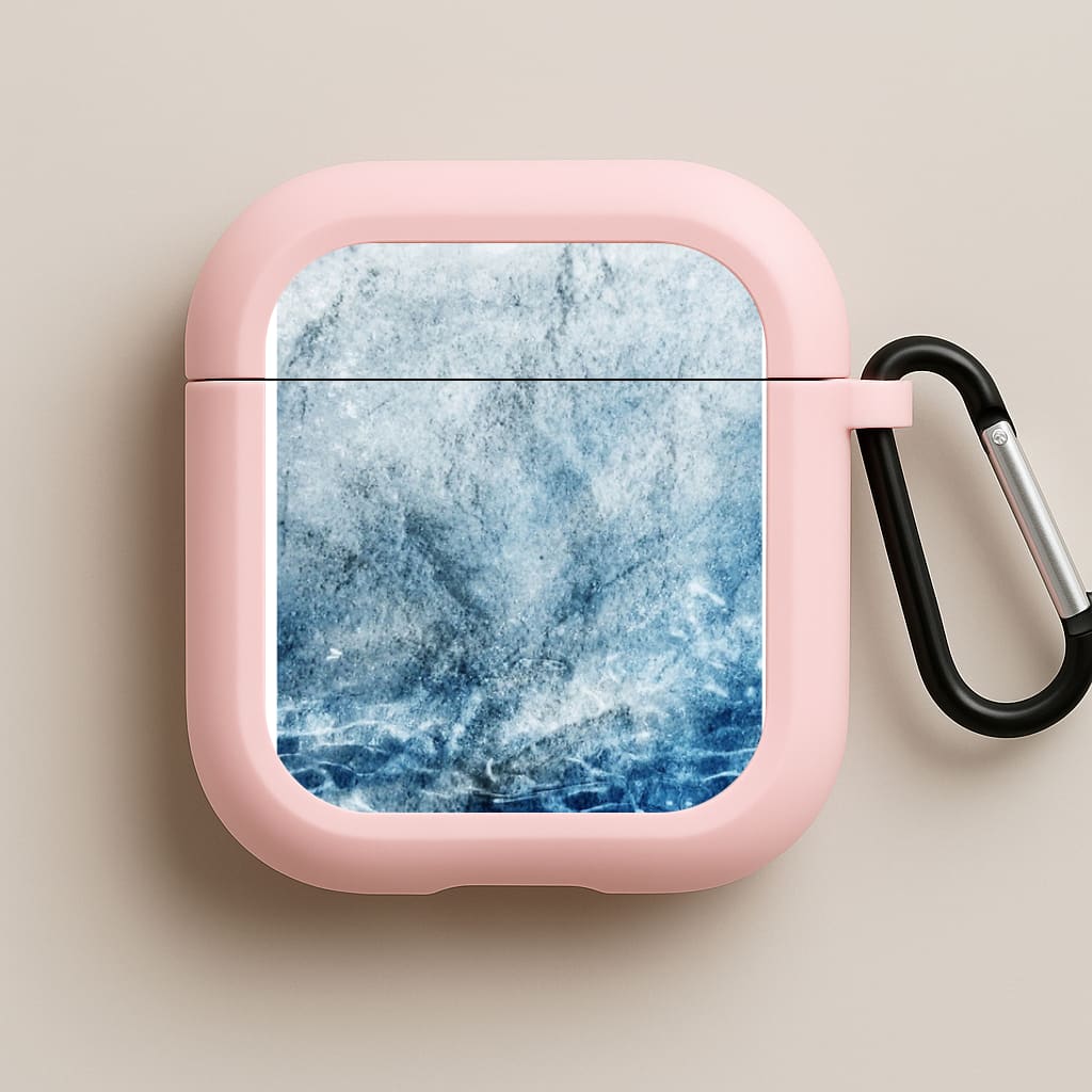 Sea Blue Marble Pink AirPods Case