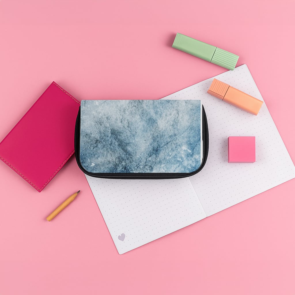 Sea Blue Marble Pencil Case