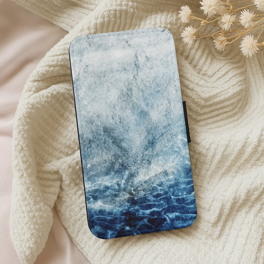 Sea Blue Marble Wallet Phone Case
