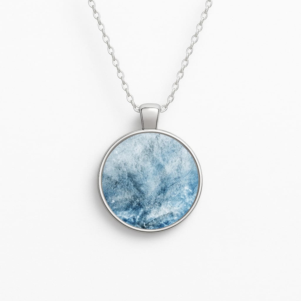 Sea Blue Marble Circle Necklace