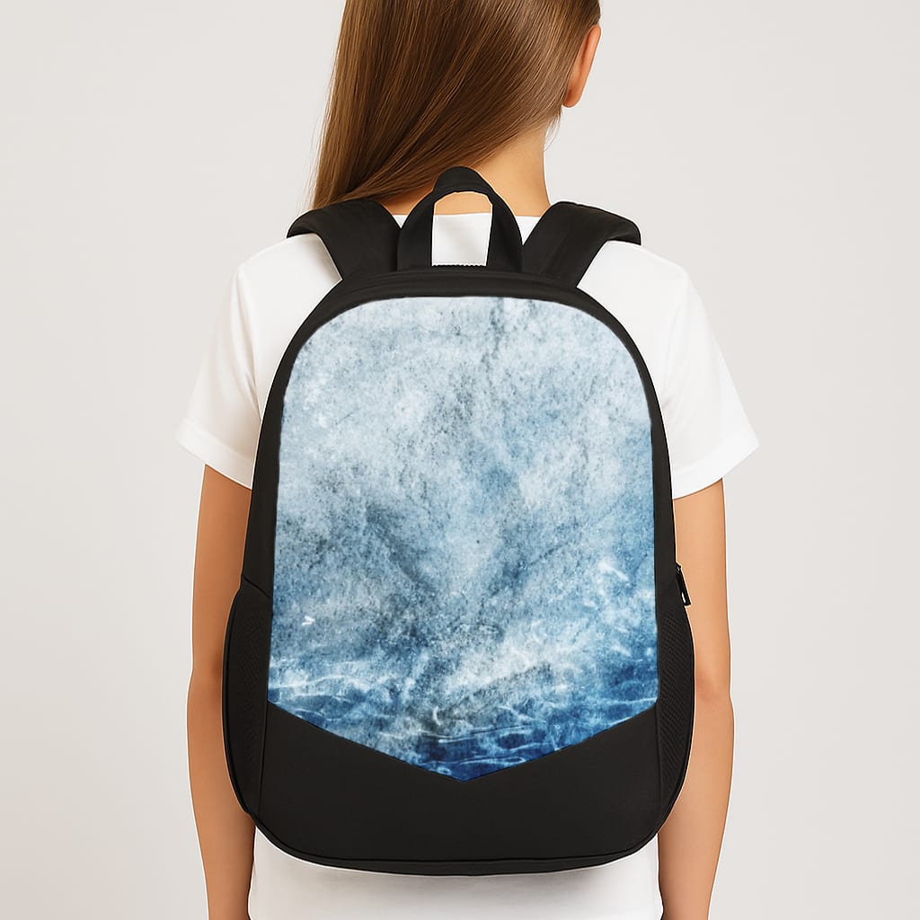 Sea Blue Marble Large School Bag