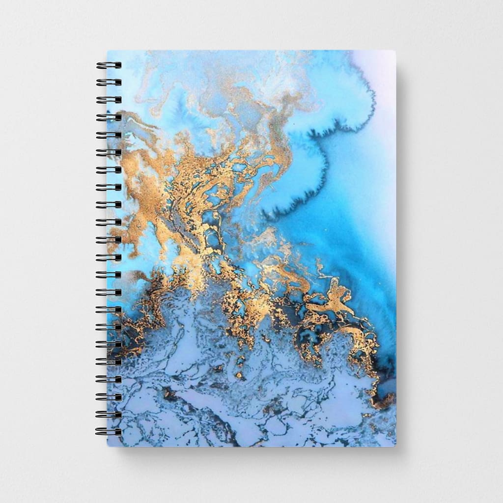 Sea Blue and Gold Marble Notebook - Fun Cases