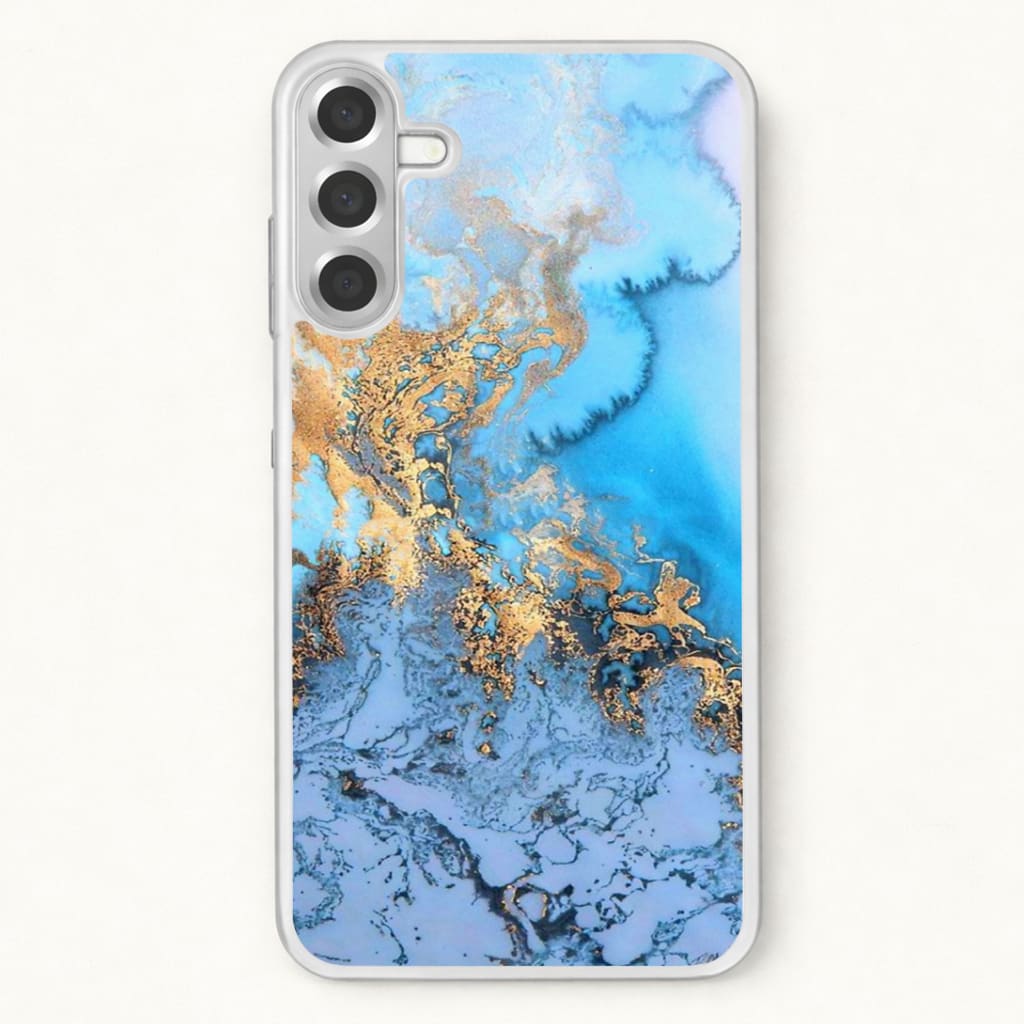 Sea Blue and Gold Marble Phone Case for Galaxy A57