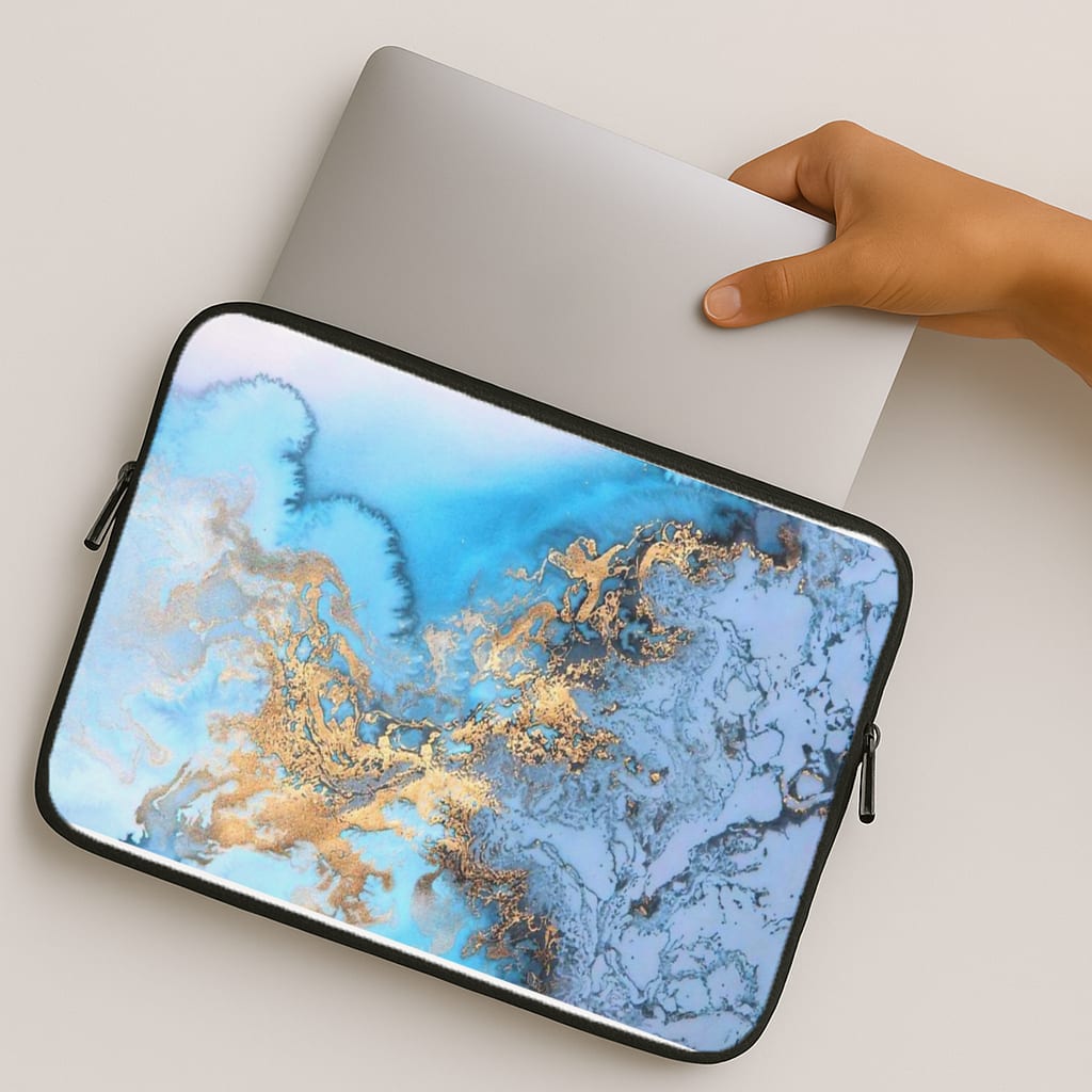 Sea Blue and Gold Marble MacBook Case