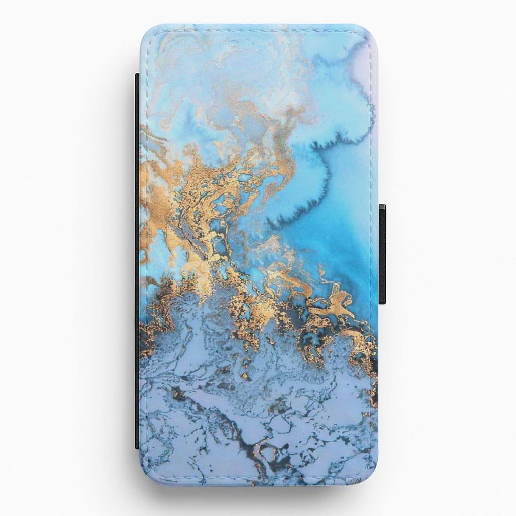 Sea Blue and Gold Marble Flip / Wallet Phone Case
