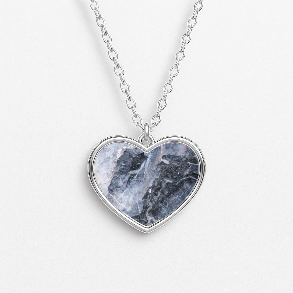 Grey and White Marble Heart Necklace