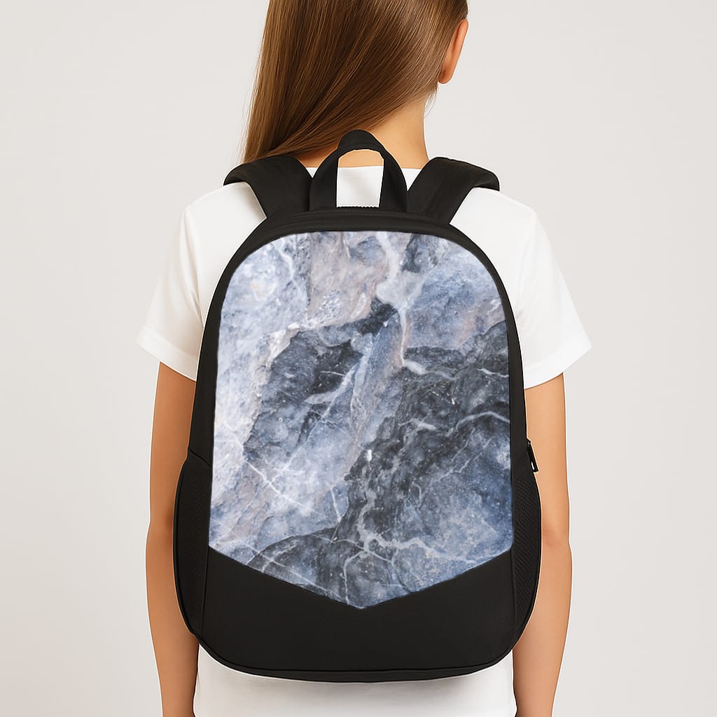 Grey and White Marble Large School Bag