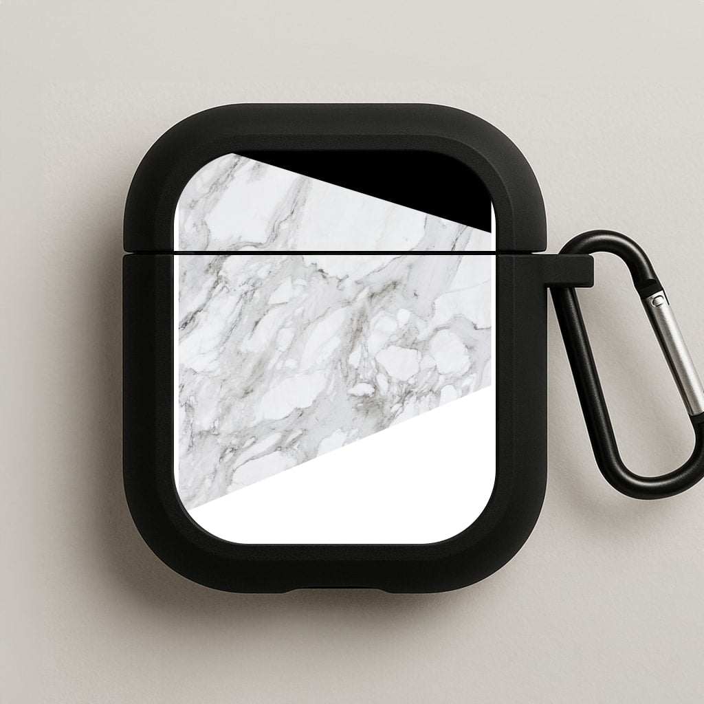 White, Black and Marble Pattern AirPods Case