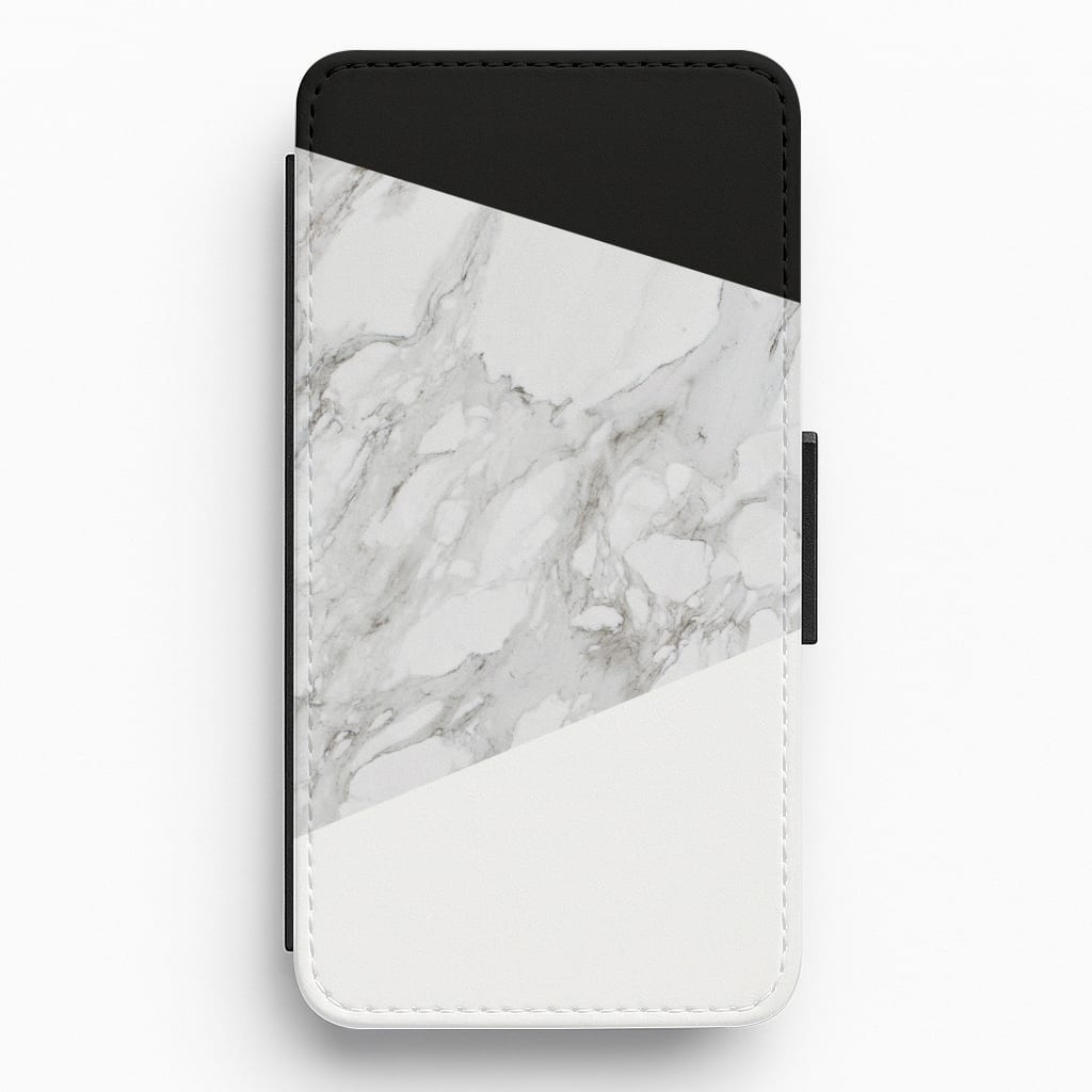 White, Black and Marble Pattern Flip / Wallet Phone Case
