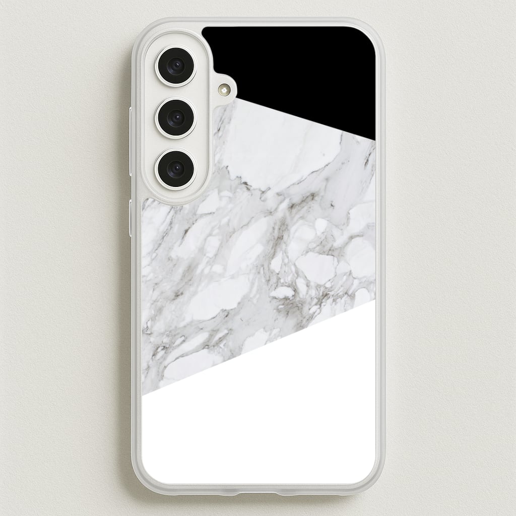 White, Black and Marble Pattern Phone Case for Galaxy S25FE