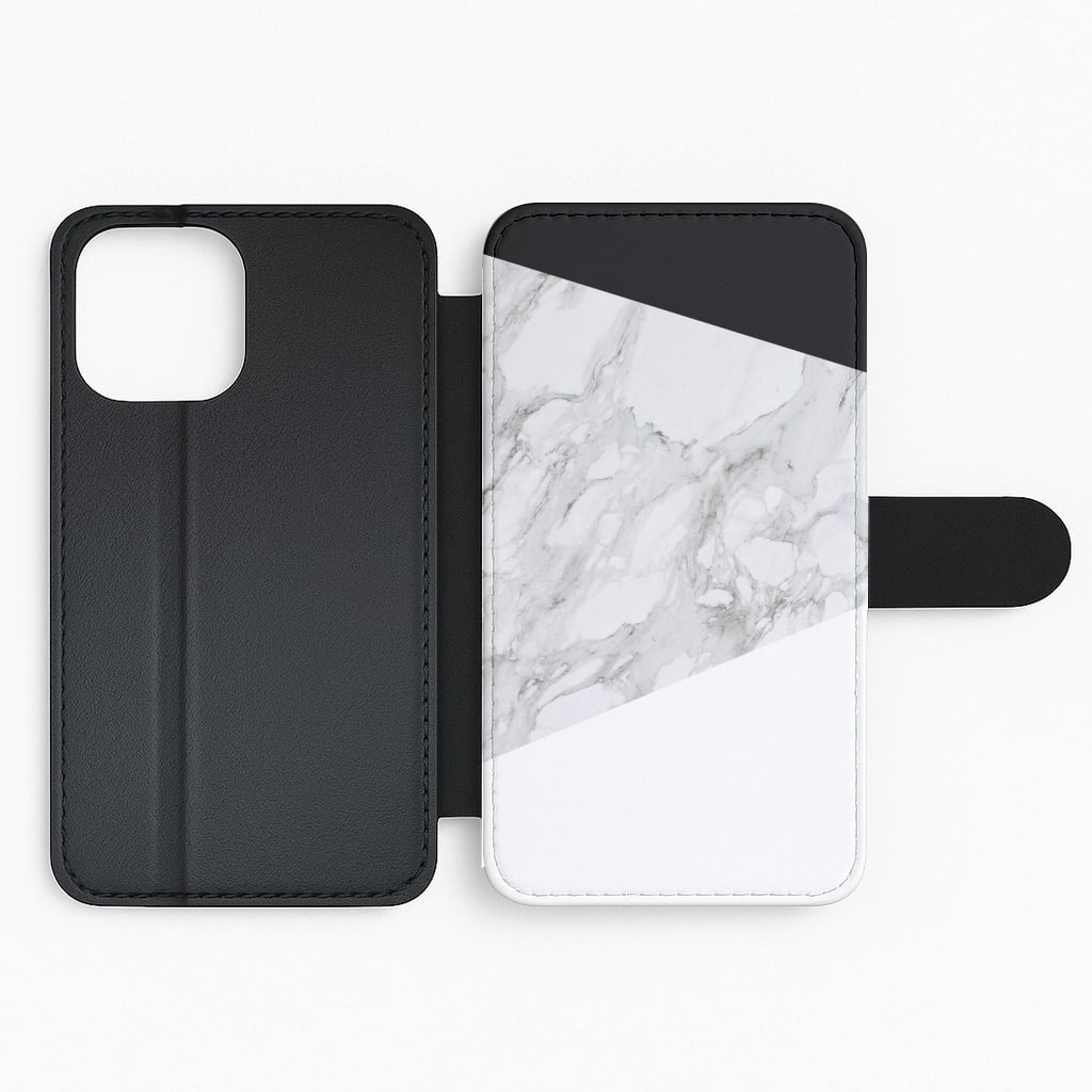 White, Black and Marble Pattern Flip Phone Case
