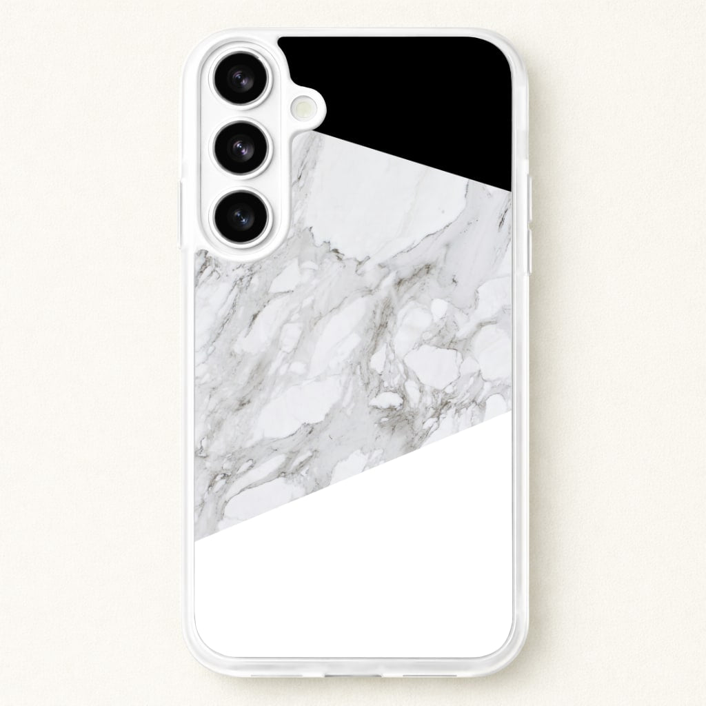 White, Black and Marble Pattern Phone Case for Galaxy S26