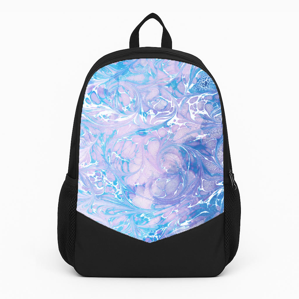 Sea Blue Swirly Marble Large Backpack