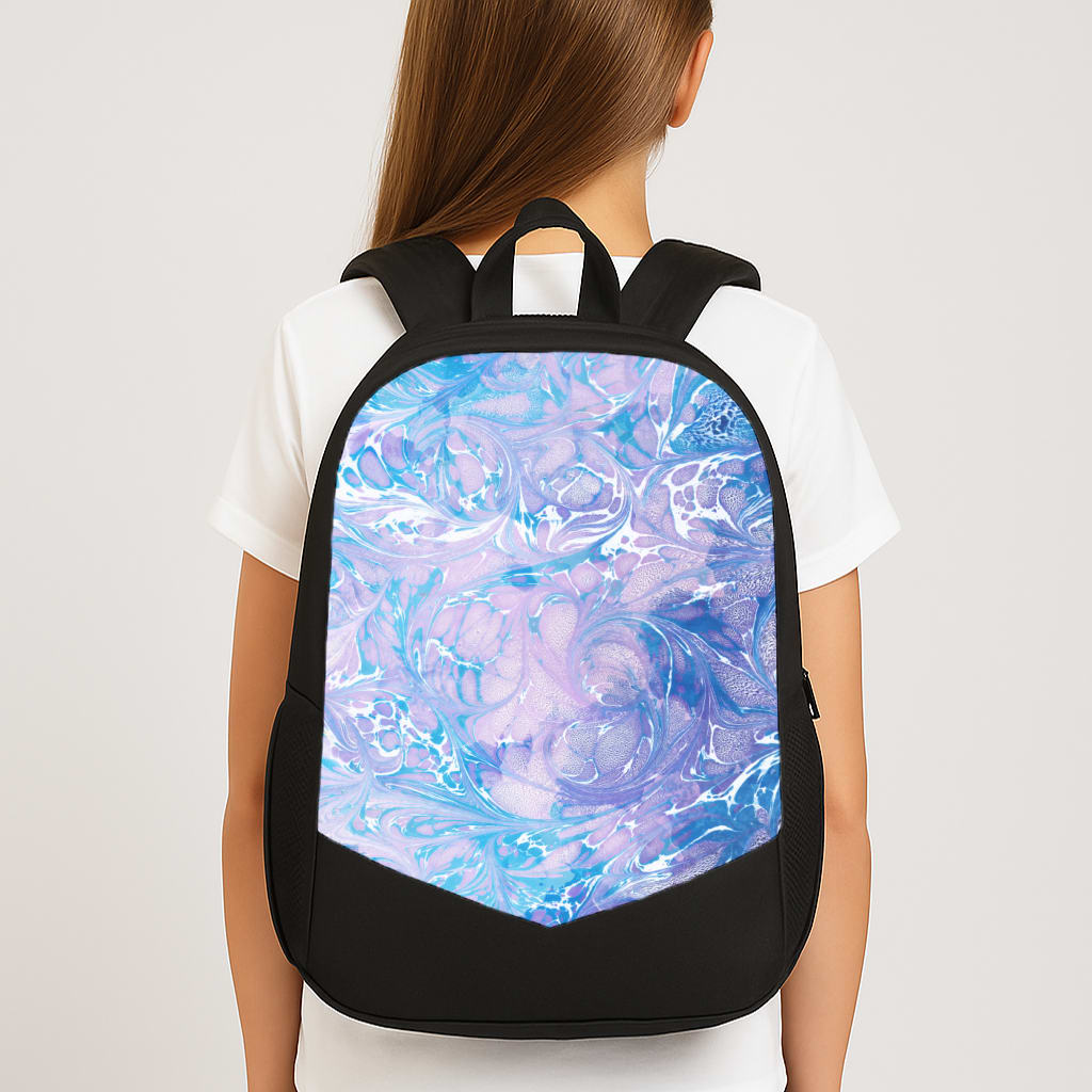 Sea Blue Swirly Marble Large School Bag