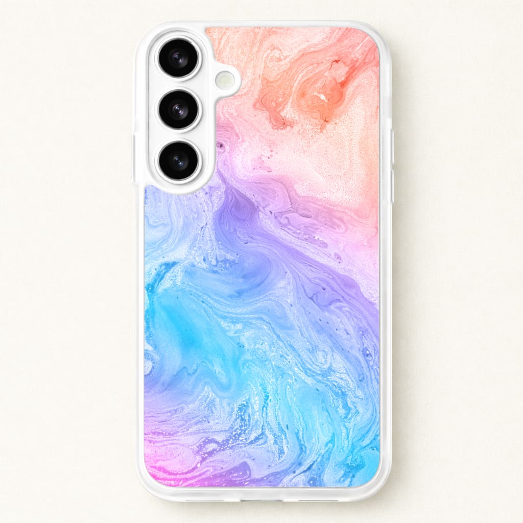Blue and Peach Marble Phone Case for Galaxy S26 Plus