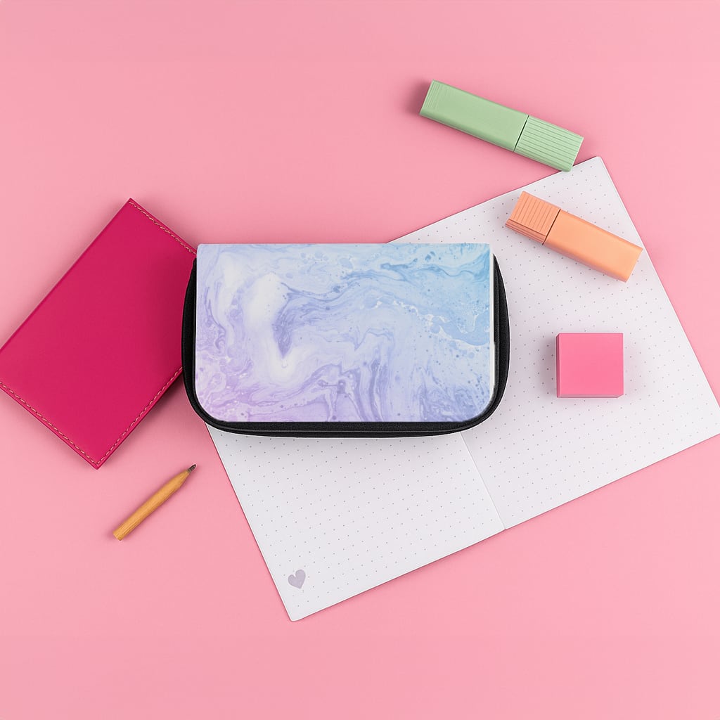 Purple Marble Pencil Case