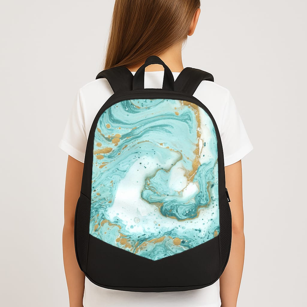 Green Marble Large School Bag