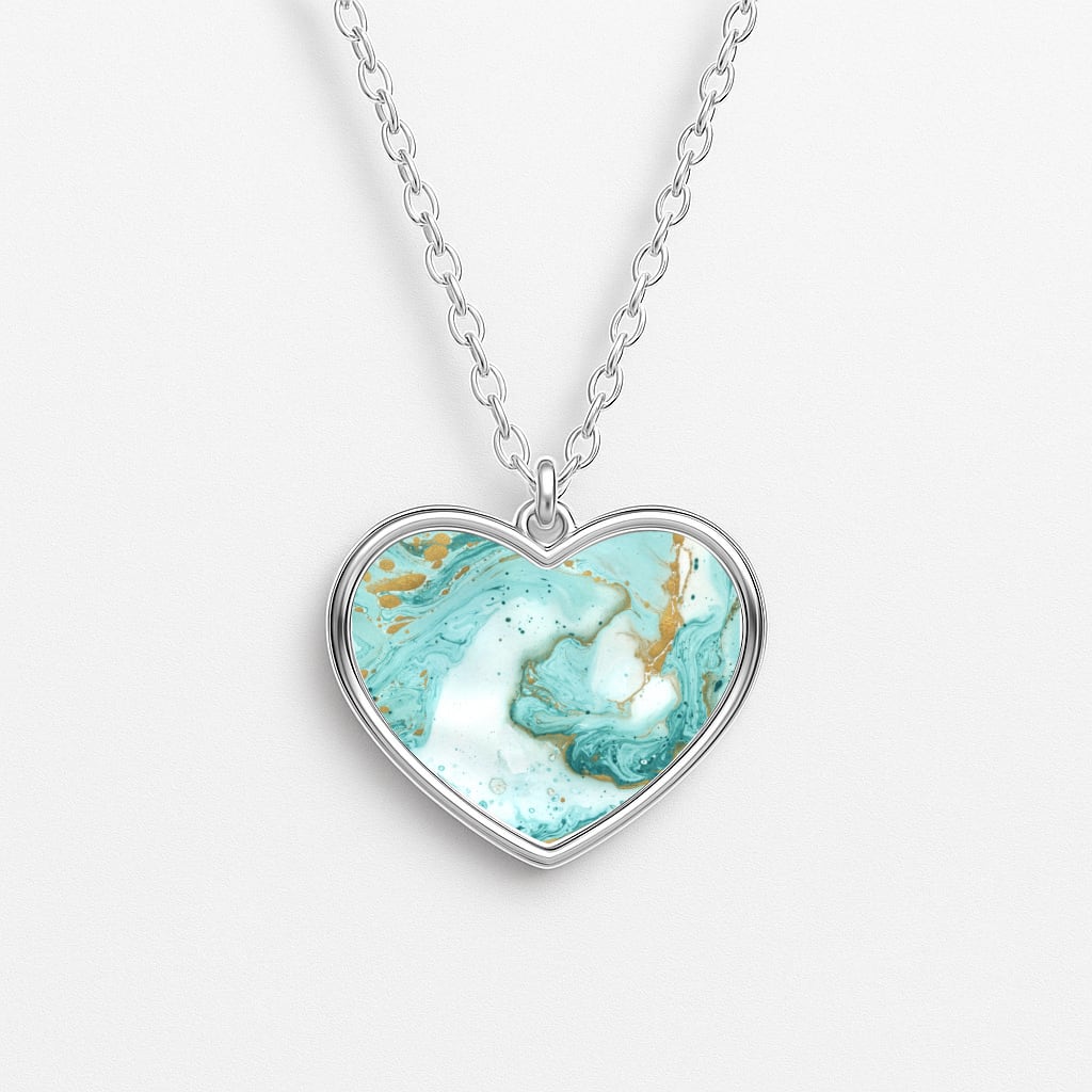 Green Marble Heart Necklace