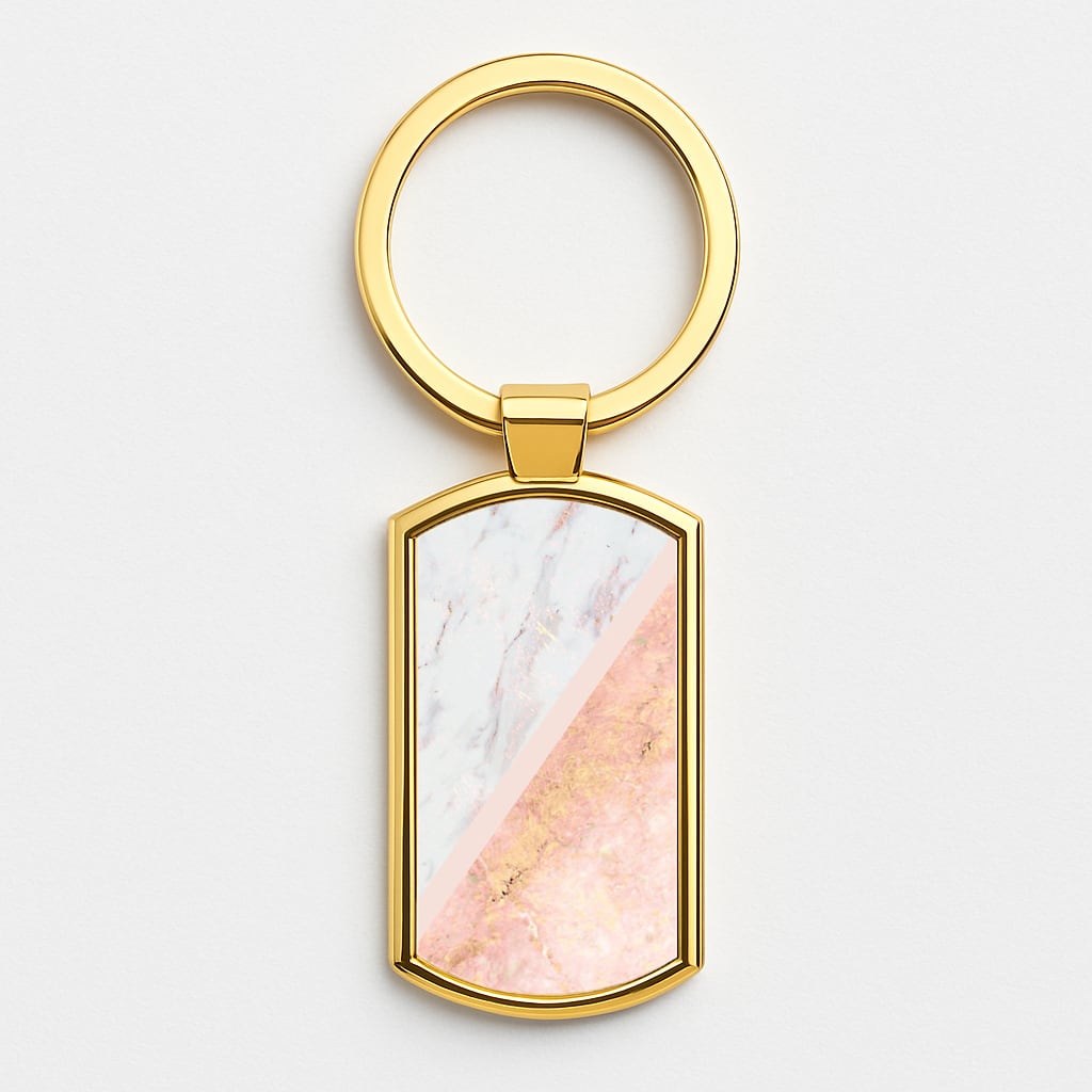 Marble and Rose Gold Gold Keyring