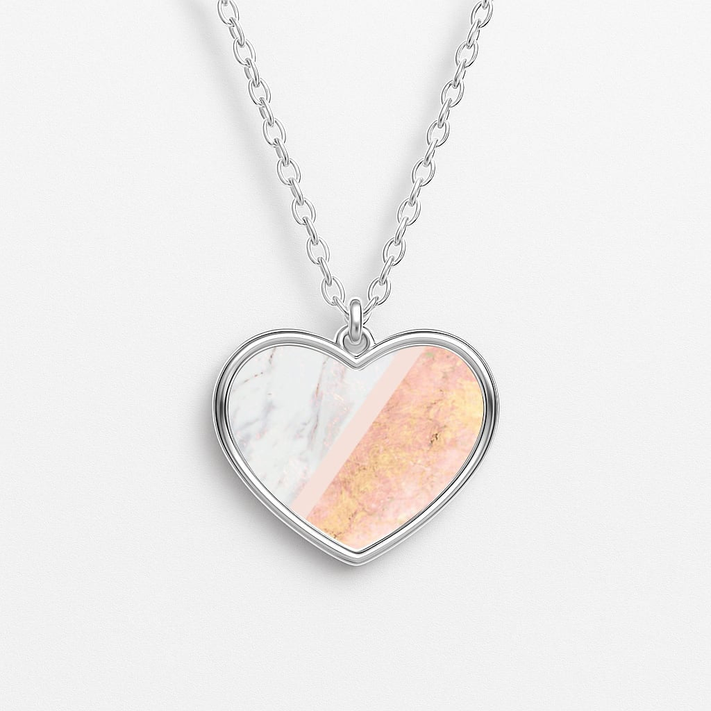 Marble and Rose Gold Heart Necklace