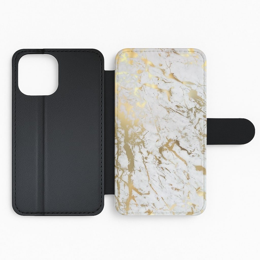 Gold Marble Splatter Flip Phone Case