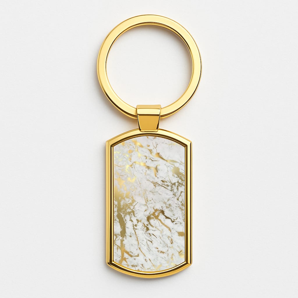 Gold Marble Splatter Gold Keyring