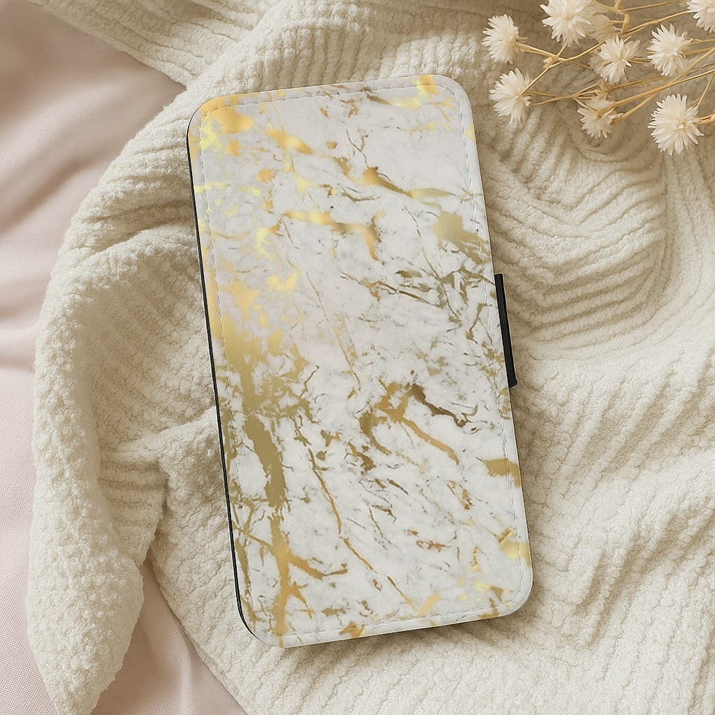 Gold Marble Splatter Wallet Phone Case
