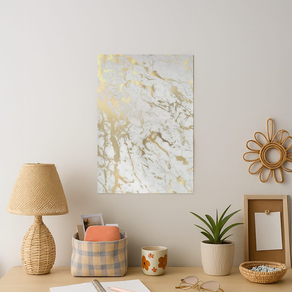Gold Marble Splatter Art Print