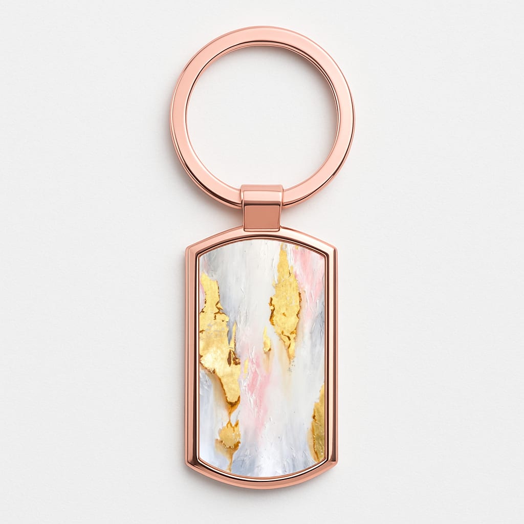 Gold Flaked Marble Pattern Rose Gold Keyring