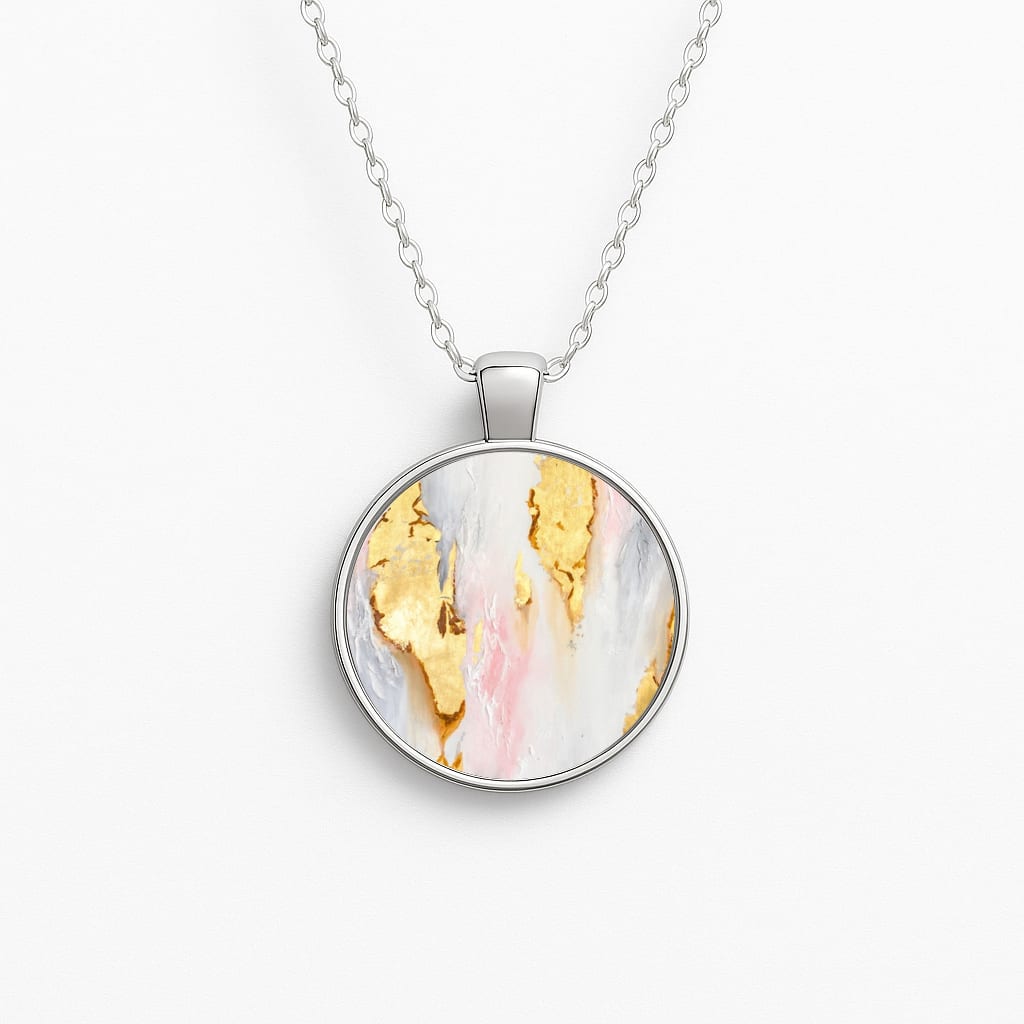Gold Flaked Marble Pattern Circle Necklace
