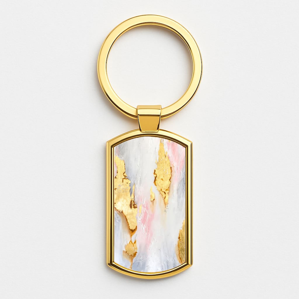 Gold Flaked Marble Pattern Gold Keyring