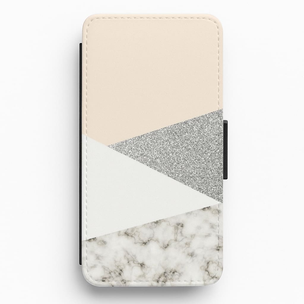 Abstract Marble and Silver Pattern Flip / Wallet Phone Case
