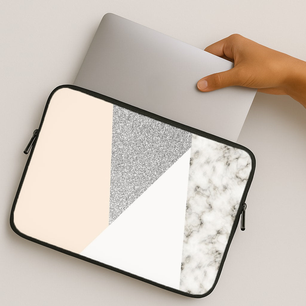 Abstract Marble and Silver Pattern MacBook Case