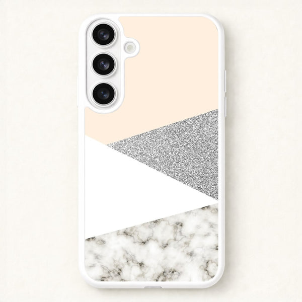 Abstract Marble and Silver Pattern Phone Case for Galaxy S26