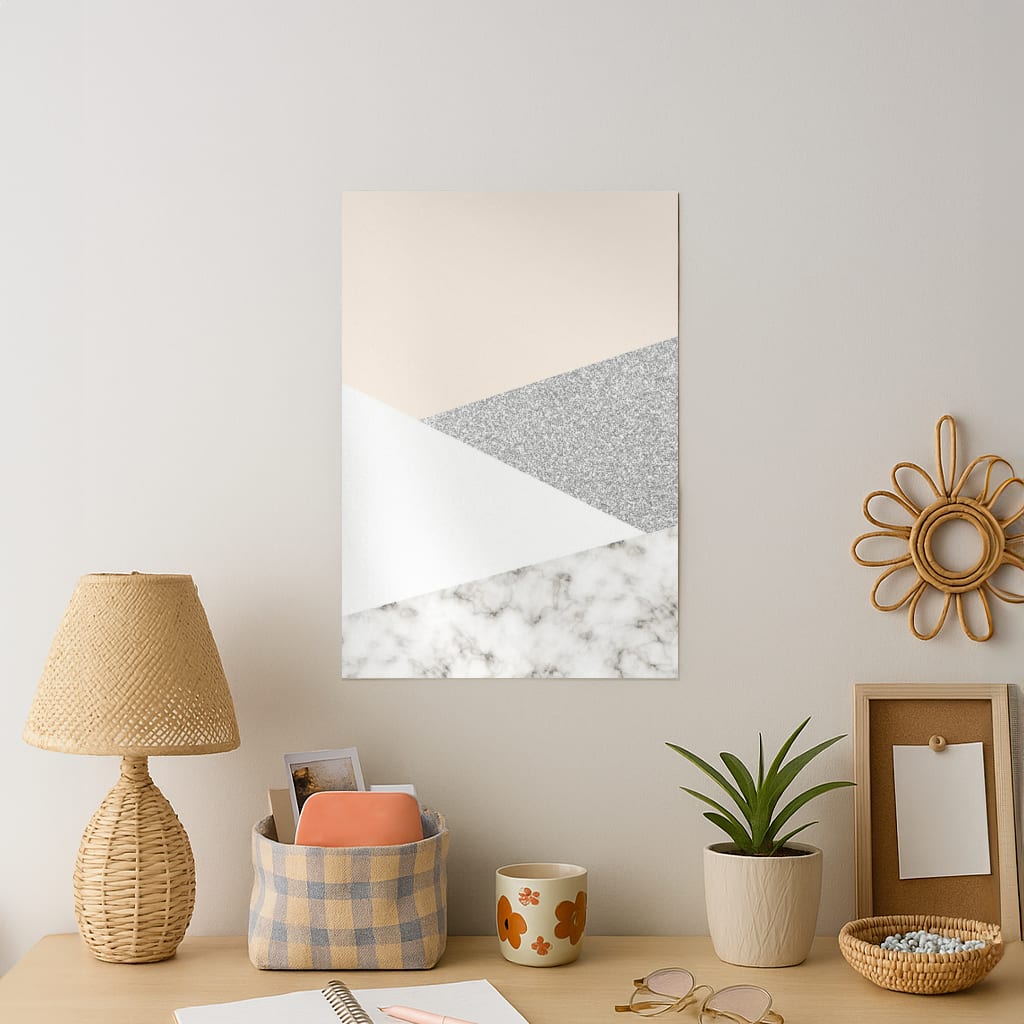 Abstract Marble and Silver Pattern Art Print