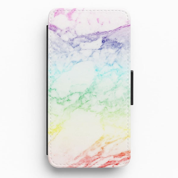 Rainbow Streak Marble Pattern Flip / Wallet Phone Case